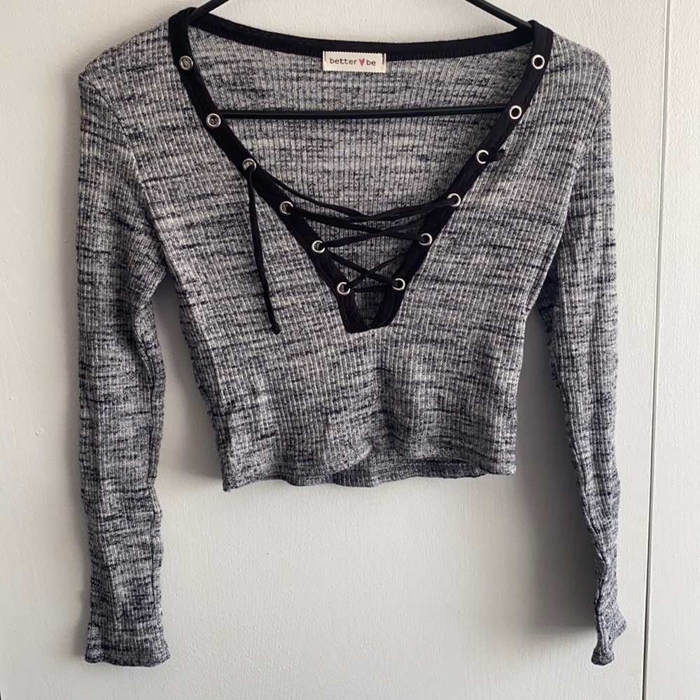 Long sleeve lace up top
